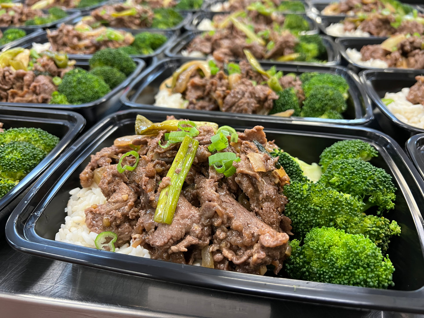 Mongolian beef over white rice with steamed broccoli (Gluten-free)