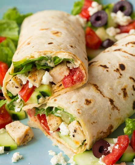Greek chicken wrap with scratch-made tzatziki