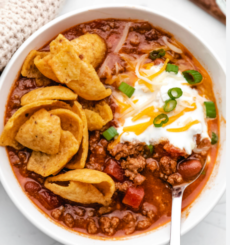 Deconstructed "Frito" pie with all the "fixin's"