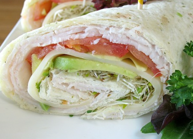High protein turkey cucumber ranch wrap