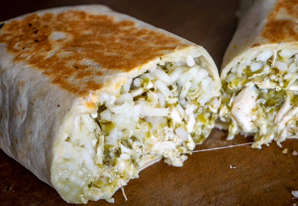 Green chile chicken toasted burrito
