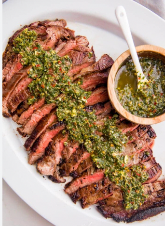Steak bites chimichurri with roasted potatoes & vegetables (Gluten-free)