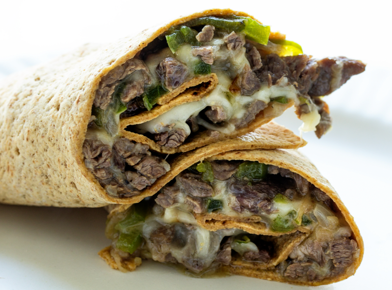 Toasted Philly cheesesteak wrap
