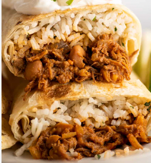 Machaca burrito with scratch-made salsa