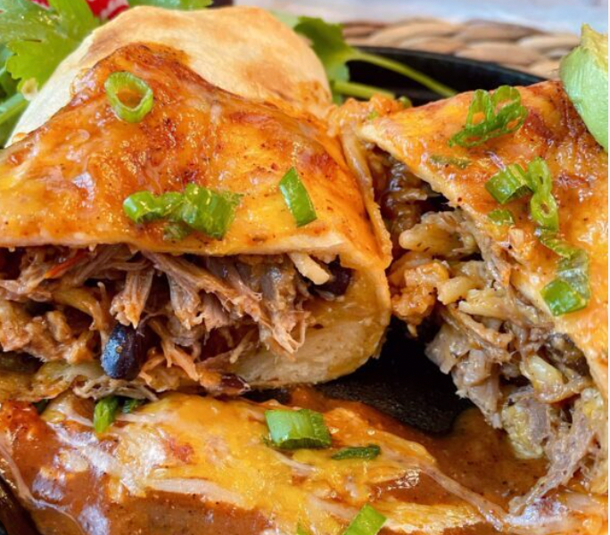 Shredded beef & black bean "chimichanga"