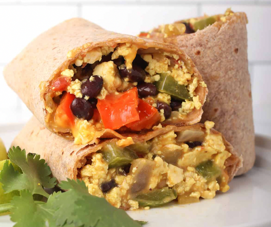 Loaded Southwest chicken breakfast burrito with house-made salsa